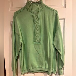 Aerie Women’s Green Quilted Half-Zip Pullover Sweatshirt, size  XXS